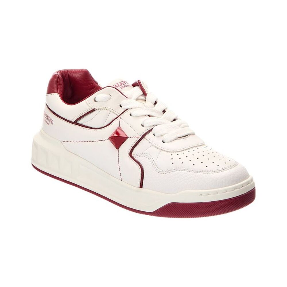 Valentino Roman Stud Leather Sneaker, Red